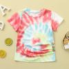Child Sleeve Tie-Dyed Ruffles Rainbow Short Girls Printed Kids Tops T-Shirt Girls White Long Sleeve (Blue, 8-9 Years) view 2
