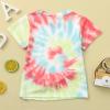 Child Sleeve Tie-Dyed Ruffles Rainbow Short Girls Printed Kids Tops T-Shirt Girls White Long Sleeve (Blue, 8-9 Years) view 3
