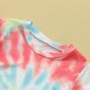 Child Sleeve Tie-Dyed Ruffles Rainbow Short Girls Printed Kids Tops T-Shirt Girls White Long Sleeve (Blue, 8-9 Years) view 4