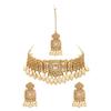 Bodha Traditional Indian Gold Plated Kundan Pearl Bridal Choker Necklace Jewelry Set with Earrings and Tikka for Women (Gold LCT) (SJN_60_G.LCT) view 1