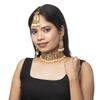 Bodha Traditional Indian Gold Plated Kundan Pearl Bridal Choker Necklace Jewelry Set with Earrings and Tikka for Women (Gold LCT) (SJN_60_G.LCT) view 2