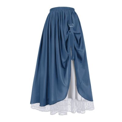 Mingyuezai Women's Renaissance Skirt Victorian Peasant Double-Layer Maxi Long Skirt(YMX2022019,XL)