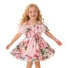 AGQT Toddler Girls Summer Off Shoulder Floral Dress Boho Princess Chiffon Ruffle Sundress for Beach Wedding Vacation Pink 7-8T view 1