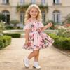 AGQT Toddler Girls Summer Off Shoulder Floral Dress Boho Princess Chiffon Ruffle Sundress for Beach Wedding Vacation Pink 7-8T view 3