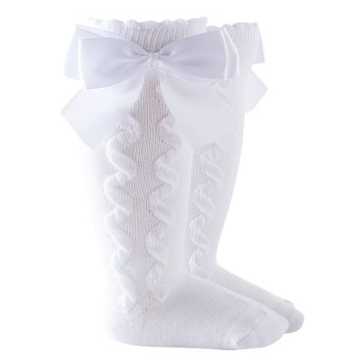 Stockings Princess Sock Baby Girls Socks Solid Kids Mid-Calf Length Knee-High Carbon Soldier Kids (White, 3-18 Months)