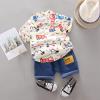 1-4Years Baby Summer T-shirt Cartoon Boys Set Tops+Shorts Outfits Infant Clothes Boys Track Suit (Yellow, 110=XL) view 2