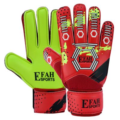 EFAH SPORTS Soccer Goalkeeper Gloves for Kids Boys Children Youth Football Goalie Gloves with Strong Grip Palms (Size 6, Red/F.Yellow)