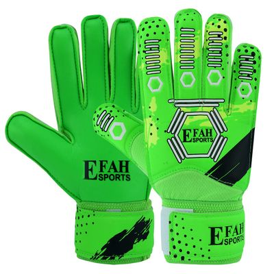 EFAH SPORTS Soccer Goalkeeper Gloves for Kids Boys Children Youth Football Goalie Gloves with Strong Grip Palms (Size 4, Green)