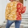 chouyatou Women's Color Block Leopard Pattern Long Sleeve Button Down Cardigan Sweaters (Large, Orange) view 3