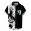 Vintage Bowling Shirts for Men Retro Stitched 1950s Rockabilly Relaxed Fit Tops Casual Short Sleeve Hawaiian Shirt White view 2