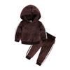 Boys Girls 2Pcs Velvet Hooded Tracksuit Toddler Kids Fleece Hoody Top + Sweatpants Sweatsuit Outfits Set view 1