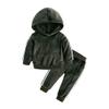 Boys Girls 2Pcs Velvet Hooded Tracksuit Toddler Kids Fleece Hoody Top + Sweatpants Sweatsuit Outfits Set Color 03 3-4T view 1