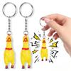 NUOBESTY 3 Pack Mini Squeeze Screaming Chicken Keychain - Funny Yellow Chicken Pendant Cute Novelty Keychain for Keys, Bags, Phones view 1