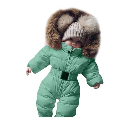 Boy Baby Coat Jumpsuit Warm Girl Winter Infant Jacket Outerwear Hooded Romper Boys Coat&Jacket Baby (Green, 0-3 Months)
