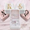 TEEAMORE Custom Travel Jewelry Box Storage Case Add Your Name Text Gift For Women Girls Makeup Organizer Powder (Design 03) view 3