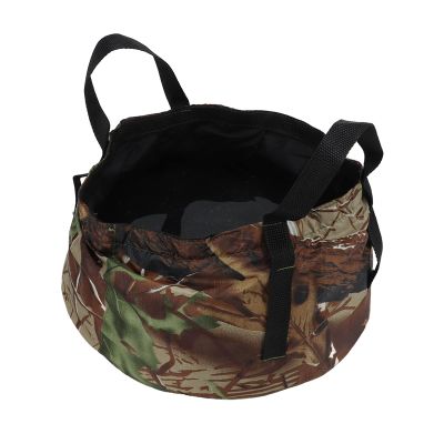 Camping Water Storage Container, Foldable Bucket with Handle, Portable Folding Bucket Wash Basin for Camp Traveling Hiking Fishing Boating Gardening (Camouflage), Foldable Bucket with Handle,