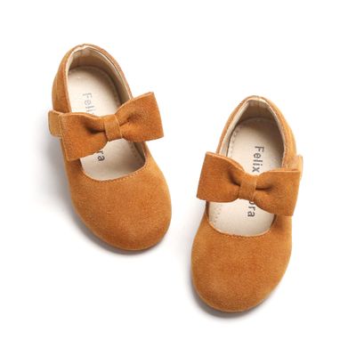 Felix & Flora Toddler Flower Girl Dress Shoes - Girl Ballet Mary Jane Flats Party School Wedding(Brown,9 Toddler)