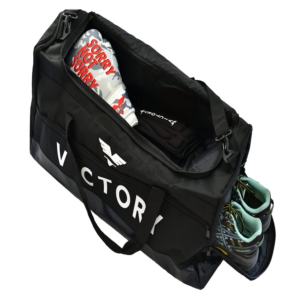 Victory Martial Arts Large Breathable Duffle Bag for MMA Gear, Boxing Gear, Gym or other Sports (Black)