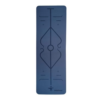 BodyForge Yoga Mat Thick Exercise Mat Thick 8mm TPE Eco-Friendly with Alignment Marks Non-Slip Extra Thick High-Density for Women Men Workout Pilates (Blue/Light Blue)