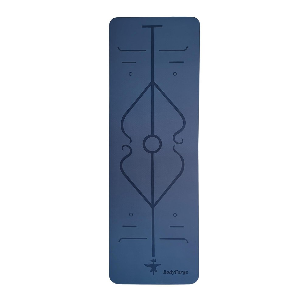 BodyForge Yoga Mat Thick Exercise Mat Thick 8mm TPE Eco-Friendly with Alignment Marks Non-Slip Extra Thick High-Density for Women Men Workout Pilates (Blue/Light Blue)