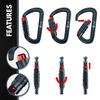 Rhino Produxs 12kN (2697 lbs) Heavy Duty Carabiner Clips, for Securing Pets, Outdoor, Camping, Hiking, Hammock, Dog Leash Harness, Keychains view 4
