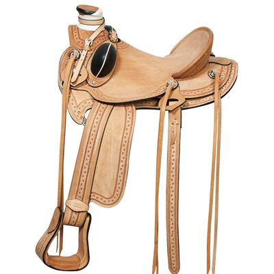 HILASON Western Horse Wade Saddle American Leather Ranch Roping Tan | Hand Tooled & for Horses