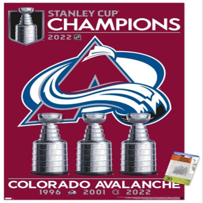 NHL Colorado Avalanche - 2022 Stanley Cup Team Logo Wall Poster with Push Pins