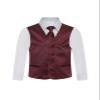 Boy's Premium Solid Formal Vest - Necktie  Bow Tie Three Piece Set for Suits & Tuxedos - Many Colors (4, Burgundy-Maroon) view 2