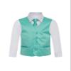 Boy's Premium Solid Formal Vest - Necktie  Bow Tie Three Piece Set for Suits & Tuxedos - Many Colors (6, Aqua) view 2