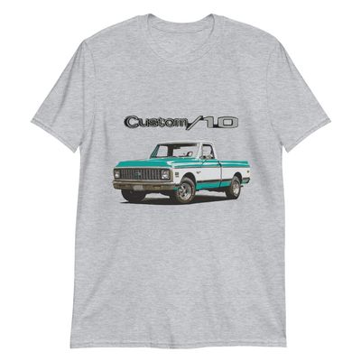 1972 Chevy C10 Custom 10 Pickup Truck Club Show Collector Short-Sleeve Unisex T-Shirt Sport Grey