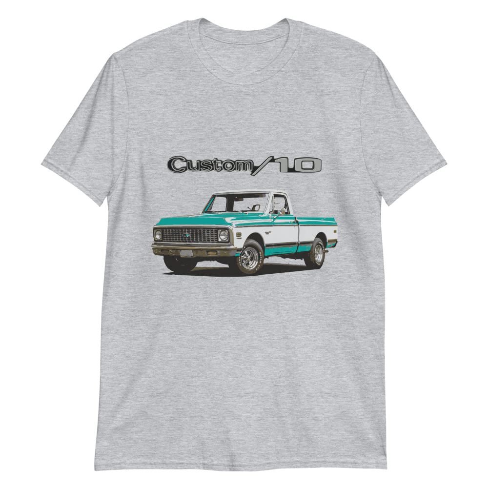 1972 Chevy C10 Custom 10 Pickup Truck Club Show Collector Short-Sleeve Unisex T-Shirt Sport Grey