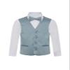 Boy's Premium Solid Formal Vest - Necktie  Bow Tie Three Piece Set for Suits & Tuxedos - Many Colors (8, Dusty Blue-Steel Blue) view 1