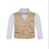Boy's Premium Solid Formal Vest - Necktie  Bow Tie Three Piece Set for Suits & Tuxedos - Many Colors (8, Beige-Nude-Champagne) view 1