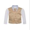 Boy's Premium Solid Formal Vest - Necktie  Bow Tie Three Piece Set for Suits & Tuxedos - Many Colors (8, Beige-Nude-Champagne) view 2