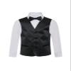 Boy's Premium Solid Formal Vest - Necktie  Bow Tie Three Piece Set for Suits & Tuxedos - Many Colors (12, Black) view 1