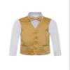 Boy's Premium Solid Formal Vest - Necktie  Bow Tie Three Piece Set for Suits & Tuxedos - Many Colors (8, Gold) view 1