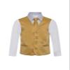 Boy's Premium Solid Formal Vest - Necktie  Bow Tie Three Piece Set for Suits & Tuxedos - Many Colors (8, Gold) view 2