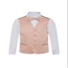 Boy's Premium Solid Formal Vest - Necktie  Bow Tie Three Piece Set for Suits & Tuxedos - Many Colors (14, Dusty Pink-Blush Pink) view 1