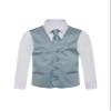 Boy's Premium Solid Formal Vest - Necktie  Bow Tie Three Piece Set for Suits & Tuxedos - Many Colors (6, Dusty Blue-Steel Blue) view 2