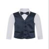 Boy's Premium Solid Formal Vest - Necktie  Bow Tie Three Piece Set for Suits & Tuxedos - Many Colors (6, Navy Blue) view 1
