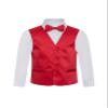 Boy's Premium Solid Formal Vest - Necktie  Bow Tie Three Piece Set for Suits & Tuxedos - Many Colors (2, Red) view 1