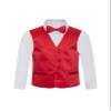 Boy's Premium Solid Formal Vest - Necktie  Bow Tie Three Piece Set for Suits & Tuxedos - Many Colors (2, Red) view 2