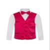 Boy's Premium Solid Formal Vest - Necktie  Bow Tie Three Piece Set for Suits & Tuxedos - Many Colors (14, Hot Pink-Fuchsia) view 1