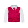 Boy's Premium Solid Formal Vest - Necktie  Bow Tie Three Piece Set for Suits & Tuxedos - Many Colors (14, Hot Pink-Fuchsia) view 2
