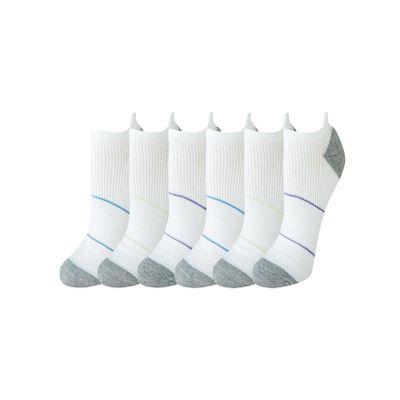 Amazon Essentials Women's Socks, Performance Zone Cushion, Athletic Tab, 6 Pairs, White, 8-12