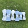 3pcs Golf Wood Head Covers Headcovers Set Includes Driver Headcover fits up to 460cc Drivers, Rotatable Golf Fairway Wood Headcover and Hybrid Head Cover (Light Blue| White Stripes) view 3