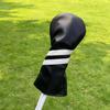3pcs Golf Wood Head Covers Headcovers Set Includes Driver Headcover fits up to 460cc Drivers, Rotatable Golf Fairway Wood Headcover and Hybrid Head Cover (Black| White Stripes) view 2