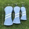3pcs Golf Wood Head Covers Headcovers Set Includes Driver Headcover fits up to 460cc Drivers, Rotatable Golf Fairway Wood Headcover and Hybrid Head Cover (Black| White Stripes) view 4