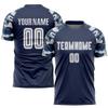Design Your Own Navy Blue Soccer Jerseys, Custom Camouflage Short Sleeve Football Team Uniforms, Personalized Womens Mens Boys Teens Printed Pullover Practice Outfit Set Casual Pullover Tee Shirts view 2