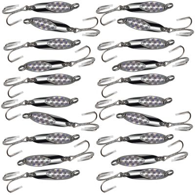 20pcs Fish WOW! 1/2oz Fishing Kast Spoon with a Treble Hook 0.5oz Fish Chrome Jig Bait Lures Holographic Laser Silver Tape Kast Master Style Champ Spoons